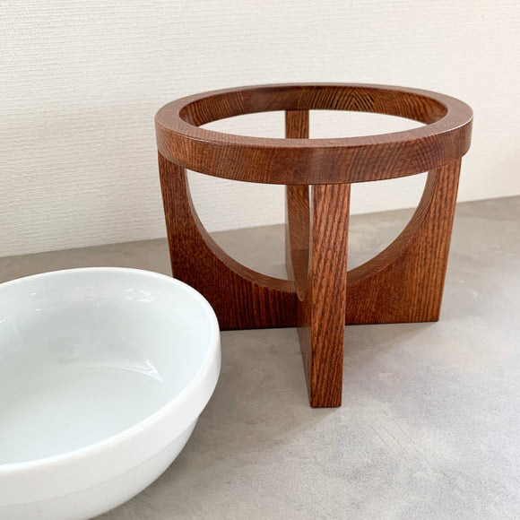 Wood stand & food bowl | Brown (M)