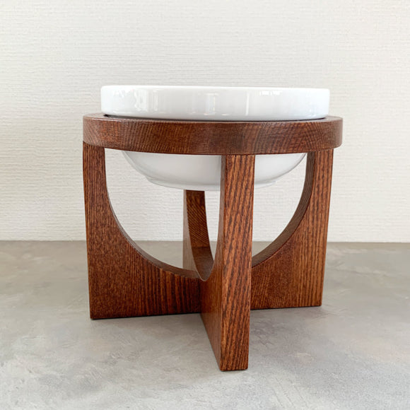 Wood stand & food bowl | Brown (M)