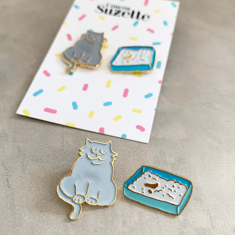 Coucou Suzette｜Cat & Litter Pins Set