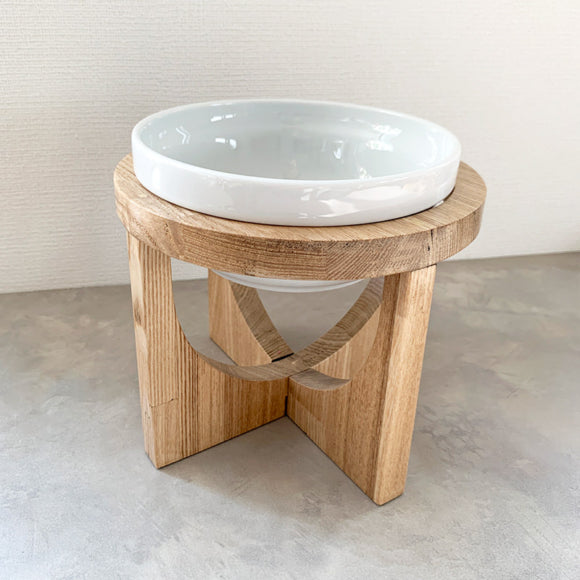 Wood stand & food bowl | Natural (M)