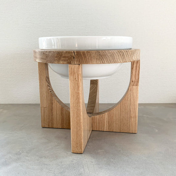 Wood stand & food bowl | Natural (M)